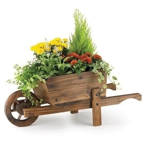 Burnt wood garden wooden wheel - garden,