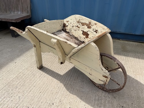 Vintage wooden wheelbarrow - wooden,