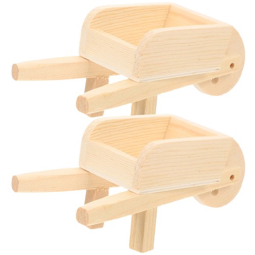 2pcs mini wooden wheelbarrows - 2pcs,
