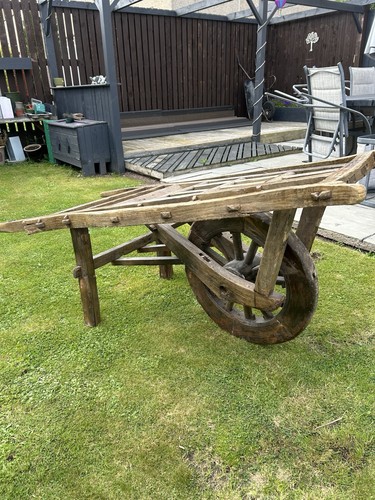 French wooden wheel barrow - french,