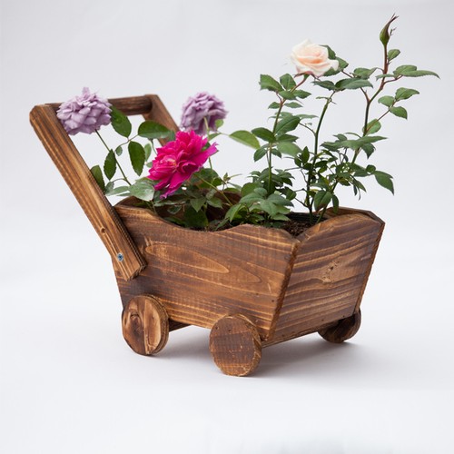 Wooden wheel barrow - wooden,