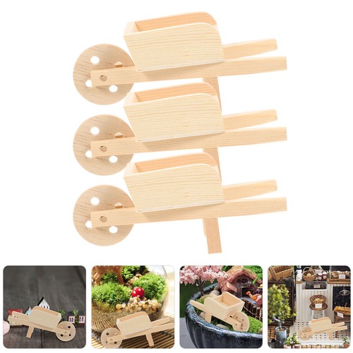 3pcs miniature wood barrows - miniature,