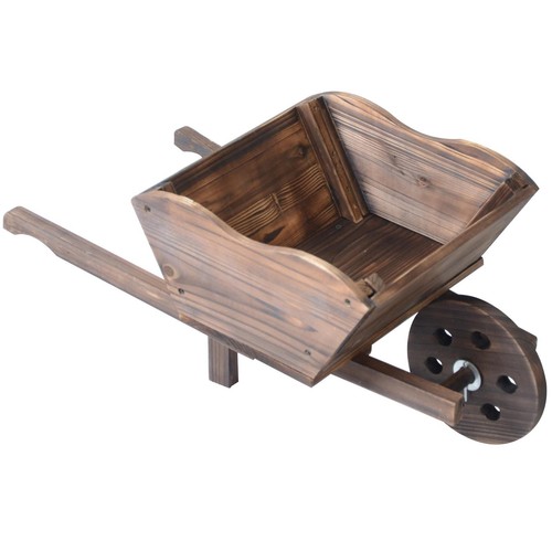 Wooden wheel barrow planter - wooden,