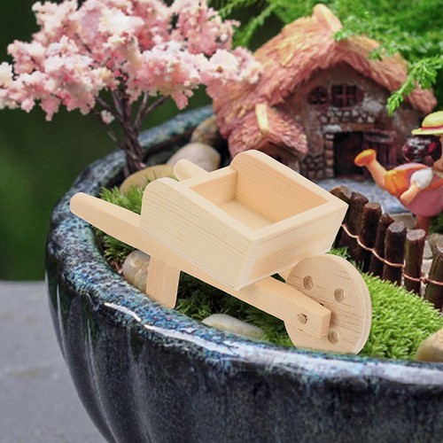3pcs mini wooden wheelbarrows - wooden,